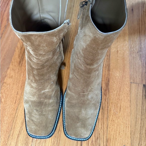 Everlane The City Boot Toasted Almond Suede Size 8 – Block Heel Zip Ankle Boot - Picture 3 of 9